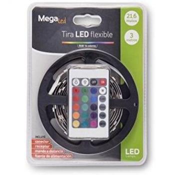 TvTech GIGLS-3-216RGB Tira LED con luz RGB y mando a distancia, 3 m, Multicolor