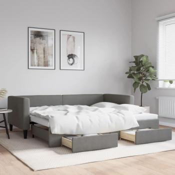 Sofá cama nido con cajones tela gris oscuro 90x190 cm Vidaxl