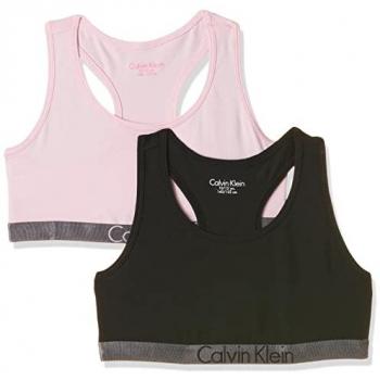 Calvin Klein 2 Pack Bralette, Corsé para Niñas, Negro/Rosado
