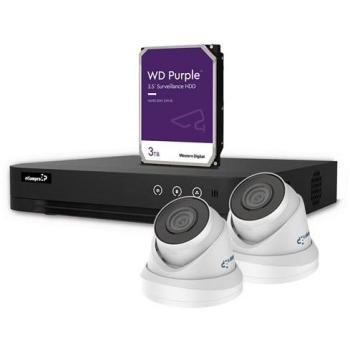 Kit de videovigilancia IP 4MP con grabador de red de 4 canales, incluye 2 cámaras domo IP blancas, disco duro de 3 TB y cables
