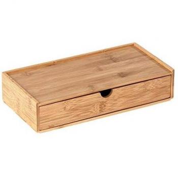 Caja de Bambú Terra con Cajón, 28x6x14 cm, Ideal para Baño y Cocina