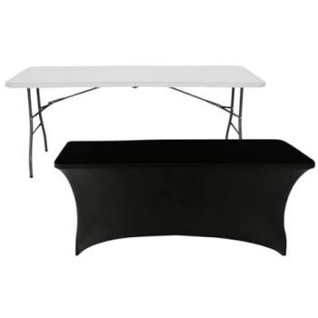 Mesa Plegable 240cm Blanca con Funda para Catering 7house