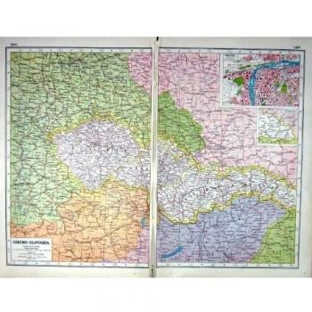 Tschechoslowakei-Plan-Prags Decin Usti Olomouc Ha de Antiker Druck Von Karte Die