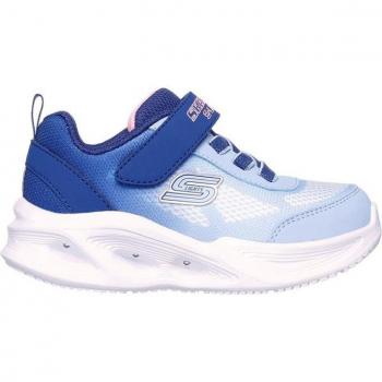 Zapatillas Skechers Sola Glow Azul Niña, Modelo Ombre Deluxe, características: diseño ligero, suela antideslizante, cierre con cordones, plantilla acolchada, material transpirable