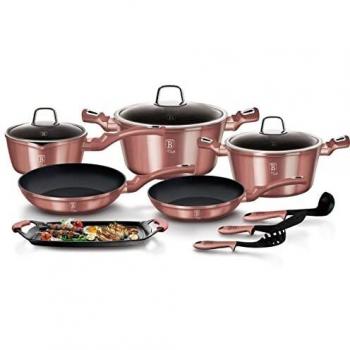 Berlinger Haus I-Rose Batería Cocina Inducción 12 Piezas, Antiadherente Titanio sin PFOA, Aluminio