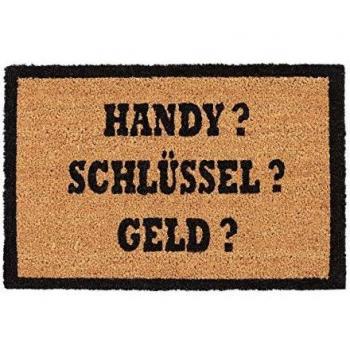 Felpudo Antideslizante de Coco y PVC Bienvenido 40x60 cm, Natural/Negro - Relaxdays