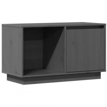 Mueble TV Multimedia de Madera Maciza de Pino Gris, Estantería para Televisor, Buffet para Comedor, Salón y Dormitorio - 74 x 35 x 44 cm