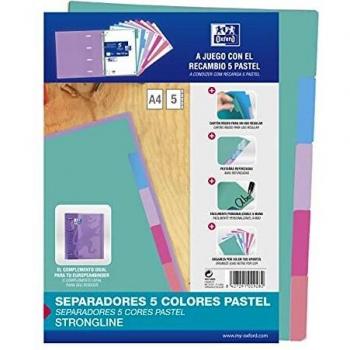 Separadores Oxford Strongline de 5 Posiciones, Colores Pastel