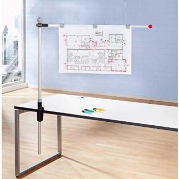 Soporte de Planos MAUL con Brazo Oscilante, Altura Ajustable hasta 1200 mm, Color Plata