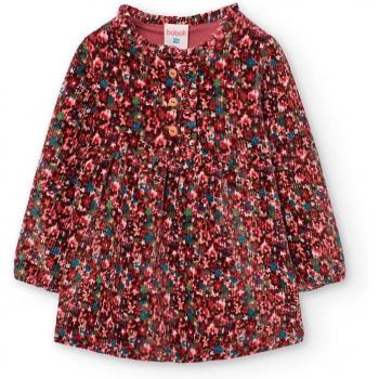 Vestido de niña Boboli estampado en tejido de pana y punto