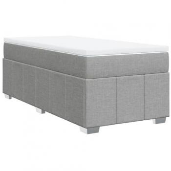 Cama Box Spring con Colchón Tela Gris Claro 90x200 cm