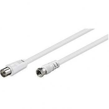 Cable Coaxial Antena F Hembra a Macho 5m Blanco 75 Ohm