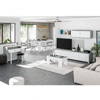Kit de Pared Equipado Alida 41x200x43h Blanco/Cemento con Mueble TV y Estante