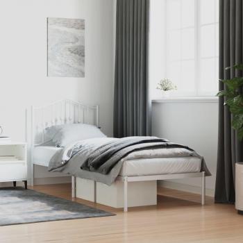 Cama solar con cabecero de metal blanco 80x200 cm Vidaxl