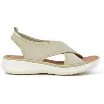 Sandalia Confort Kangaroos Textil-Piel Cuñita Mujer Beige