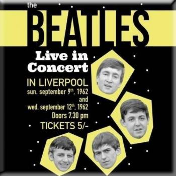 Imán para nevera The Beatles Live In Concert tamaño único negro/amarillo