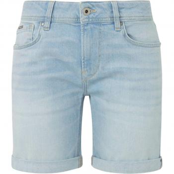 Pepe Jeans - Short vaquero de mujer Slim azul con dobladillo en bajo Mw Fit