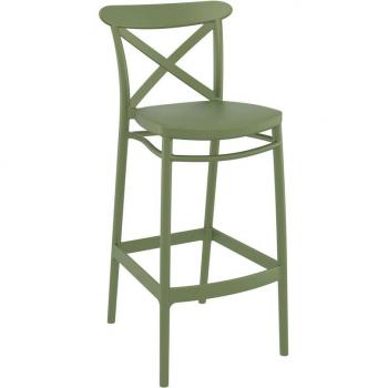 Cross Polypropylene Indoor and Outdoor Bar Stool - Olive Green