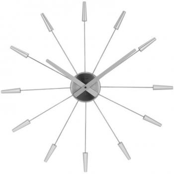 NeXtime reloj de pared PLUG INN, muy silencioso, plateado, acero inoxidable, redondo, ø 58 cm