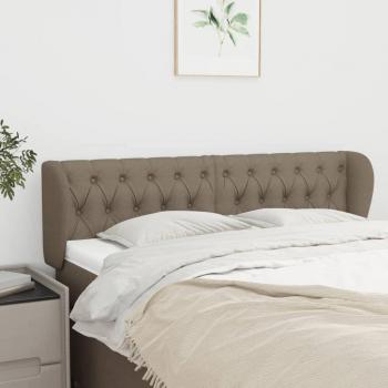 Cabecero de Tela Gris Taupe con Orejas 163x23x78/88 cm Acolchado y Tapizado
