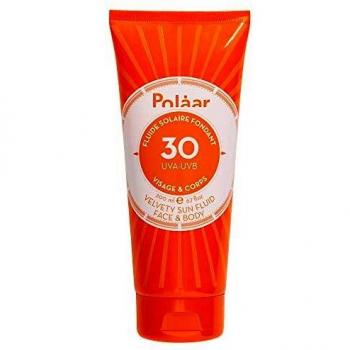 Polaar - Fluido solar fundente cara y cuerpo con protección alta SPF30 UVA UVB - 200 ml - Crema protectora solar - Indicado para pieles sensibles - Sin marcas blancas