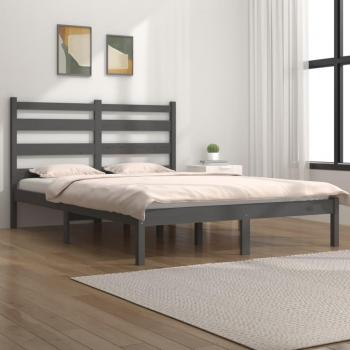 Estructura de cama de madera maciza de pino gris 120x200 cm