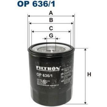 Filtro de aceite FILTRON OP 636/1 - Tipo: Filtro de aceite; Compatible con varios modelos de vehículos; Alta eficiencia en la filtración; Diseño duradero y resistente a la corrosión; Fácil instalación; Fabricado según estándares