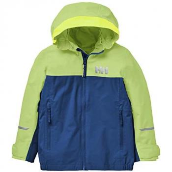 Chaqueta Helly Hansen K Shelter 2.0 para niños unisex, color Deep Fjord, talla 7, impermeable, resistente al viento, con capucha ajustable y tecnología de aislamiento térmico