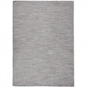 Alfombra de exterior de tejido plano 200x280 cm marrón y azul