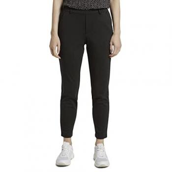 Pantalón Relaxed Fit de Mujer Tom Tailor, Estilo Jogging, Cintura Elástica, Color Negro, Talla XL