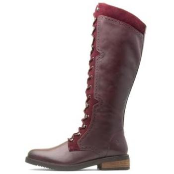 Hush Puppies Rudy Burgundy Leather and Suede Knee High Boots for Women - Size UK 5