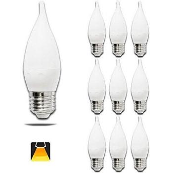 Pack de 10 Bombillas LED CL35 vela, 4W, casquillo gordo E27, 300 lumen, luz calida 3000K
