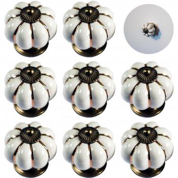 Kurtzy Pomos para Cajones Calabaza Blanco y Dorado con Tornillo