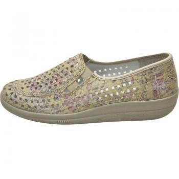 Zapatos para mujer Lumel modelo 74-994 Buzios mocasín en color beig con plantilla extraíble, talla vanilla 4233