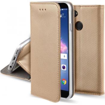 Funda Flip Cover Oro para Huawei P Smart con Soporte Magnético y Cartera para Tarjetas