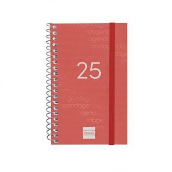 Agenda Espiral Finocam Mini 2025 Roja 7,9 x 12,7 cm Semana Vista Horizontal