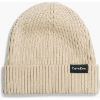 Gorro de punto liso de algodón Calvin Klein para hombre en color beige