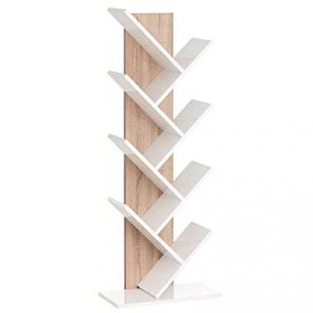 Estantería Librería de Pie en Roble Sonoma Blanco 53 x 27 x 138 cm. Cronos