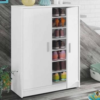Habitdesign Mueble Zapatero Dos Puertas, Mueble Auxiliar, Modelo Basic Wide, Acabado en Blanco, Medidas: 75 cm