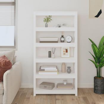 Estantería de madera maciza de pino 80x35x154 cm Natural, Blanco, Gris - Mueble de Almacenaje para Oficina, Estudio, Dormitorio - Estantería/Librería