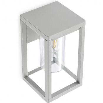 Aplique de exterior Lindby Estami moderno en gris plata, hecho de aluminio, 1 llama E27