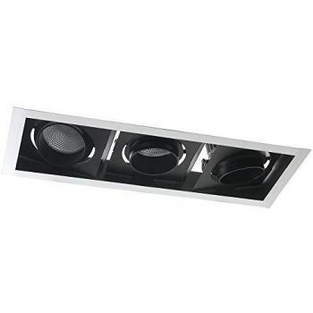Spot empotrable LED Apollo triple ajustable blanco negro 3000K 7,7 cm