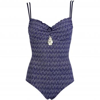 Red Point Beachwear, Mujer, Bañador, Aros regulable, Talla ESP: 40, Copa C, Azul Marino, Sumba, Estampado étnico