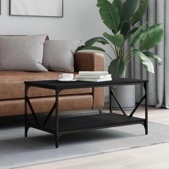 Mesa de centro de madera contrachapada 90x50x45 cm en color negro, roble sonoma y roble ahumado, ideal para salón o comedor como mesa de café auxiliar