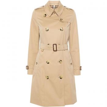 Burberry Women's Chelsea Cotton Trench Coat in Beige | Size 10 | 8079404A1366