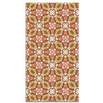 Alfombra Vinílica Antideslizante e Ignífuga Baldosín Oriental Caleidoscopio Naranja 60x250 cm - Alfombra para Cocina y Salón