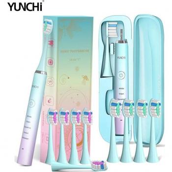 Cepillo de dientes eléctrico portátil Yunchi Sonic para adultos, 5 modos, temporizador inteligente de 2 minutos, recargable por USB, carga rápida de 4 horas, dura hasta 45 días