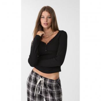 Stradivarius Black Button-Up Blouse XS