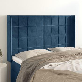 Cabecero con orejas de terciopelo azul oscuro 147x16x118/128 cm Vidaxl Azul