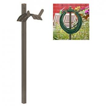 Soporte de Mangueras de Pie Relaxdays, Capacidad para 61 m, Acero, Dimensiones 108 x 26 x 18 cm, Color Gris Oliva